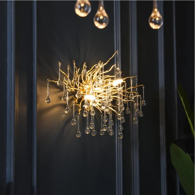 Modern gold crystal wall lamp