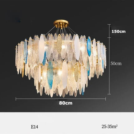 Art Deco Postmodern Glass & Iron LED Chandelier