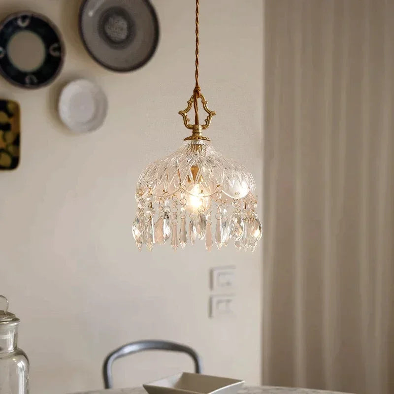 French Retro Glass Hanging Light  Chandelier