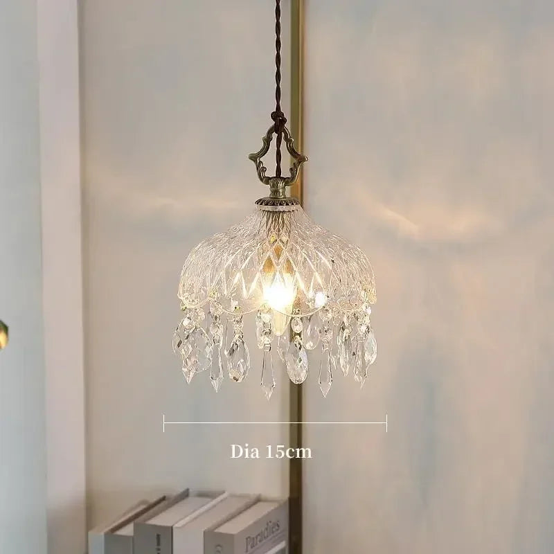 French Retro Glass Hanging Light  Chandelier