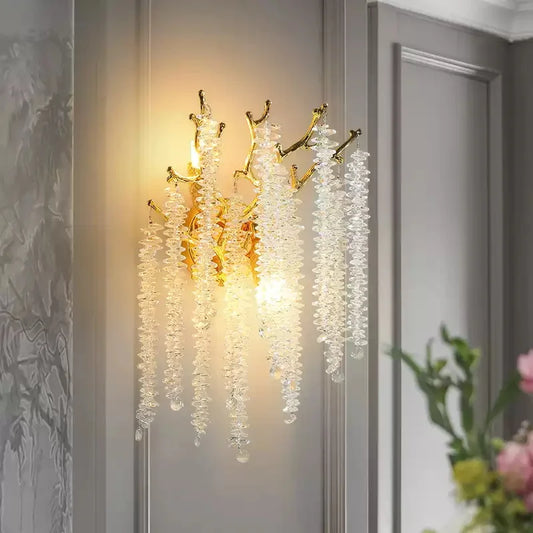 Gold crystal wall lamp