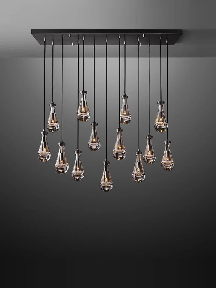 Retro Vintage Brass & Black Chrome Chandelier