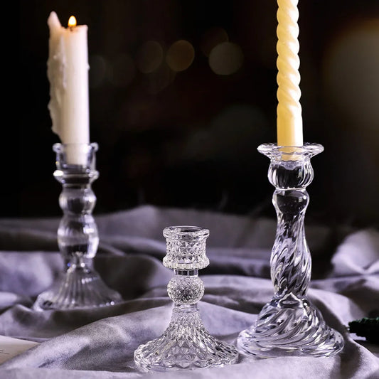 Transparent Glass Candle Holders