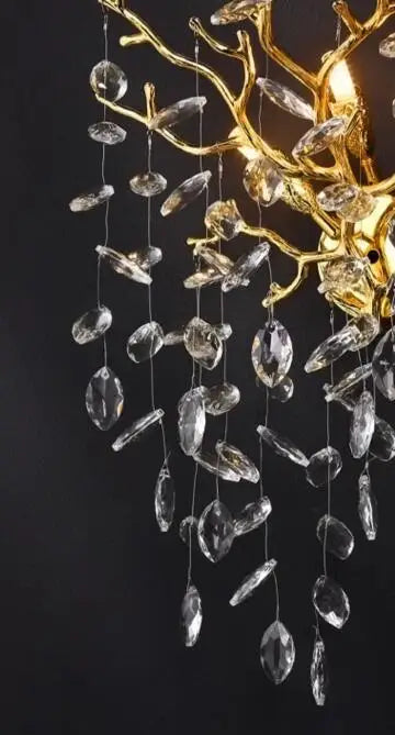 Gold crystal wall lamp