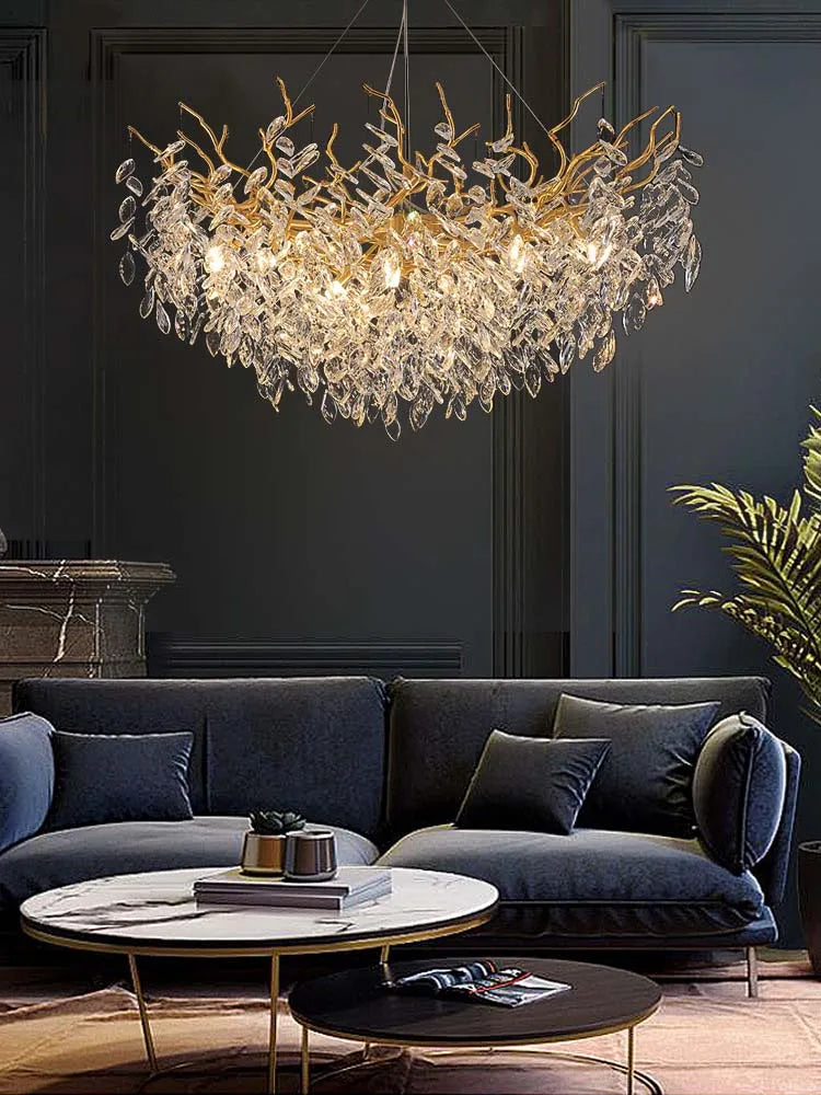 French modern tree branch crystal chandelier