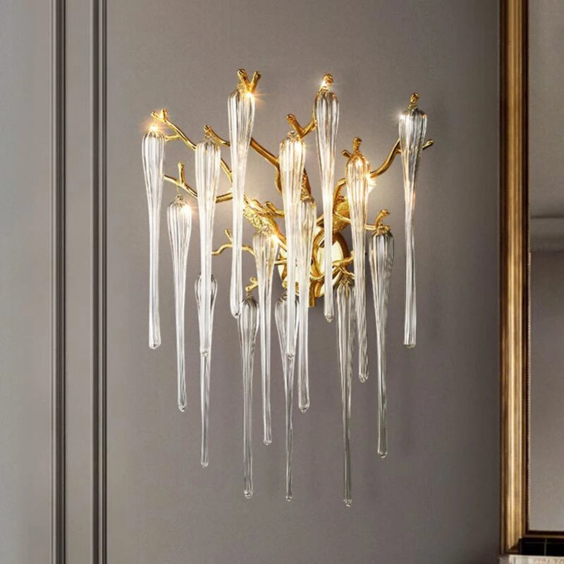 Gold crystal wall lamp