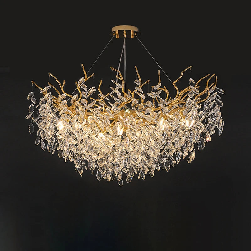 French modern tree branch crystal chandelier