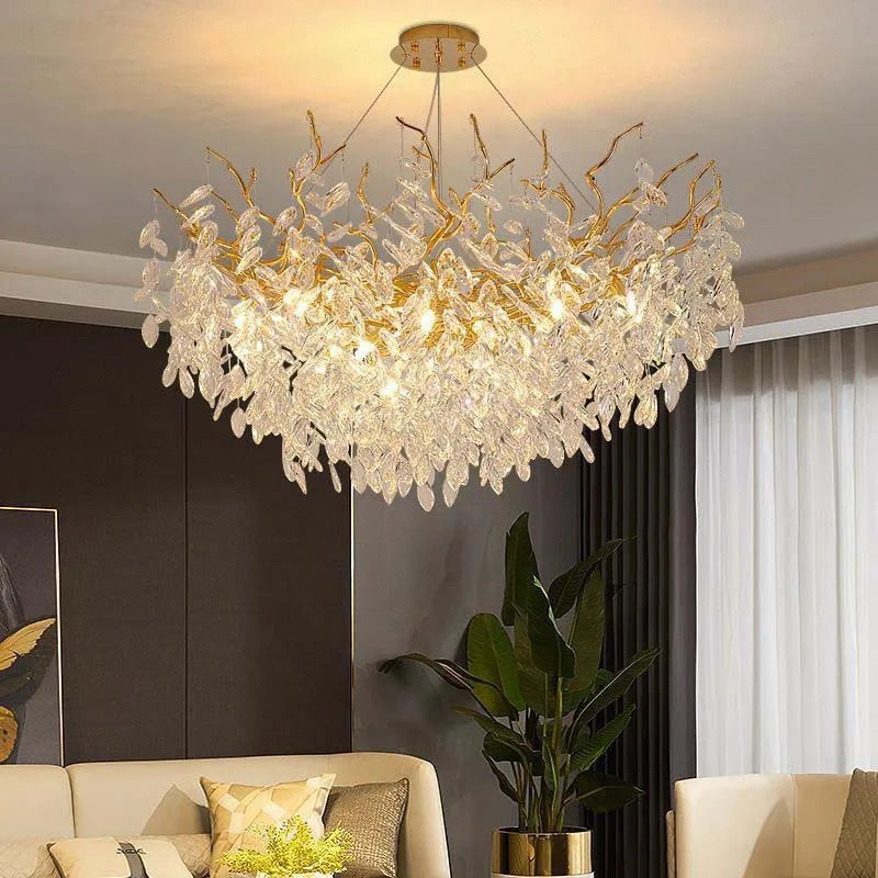 French modern tree branch crystal chandelier