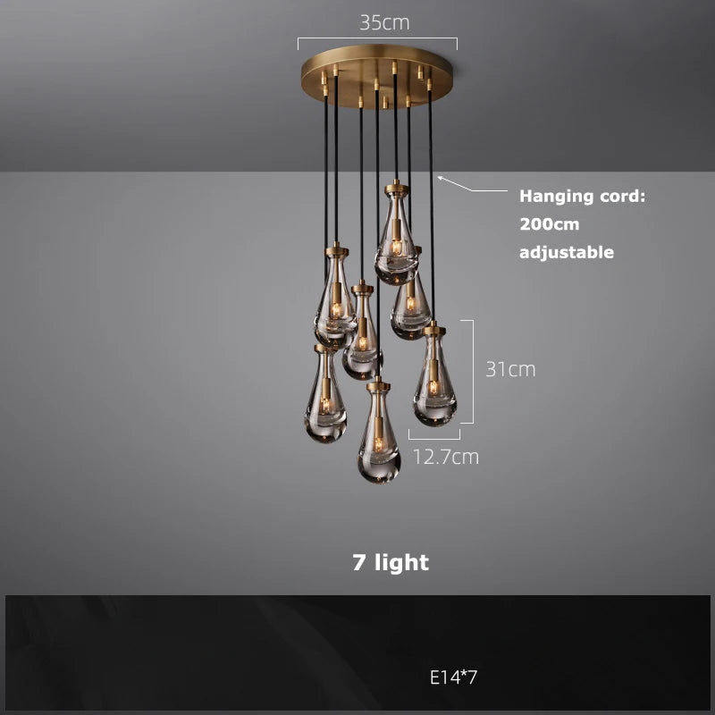 Retro Vintage Brass & Black Chrome Chandelier