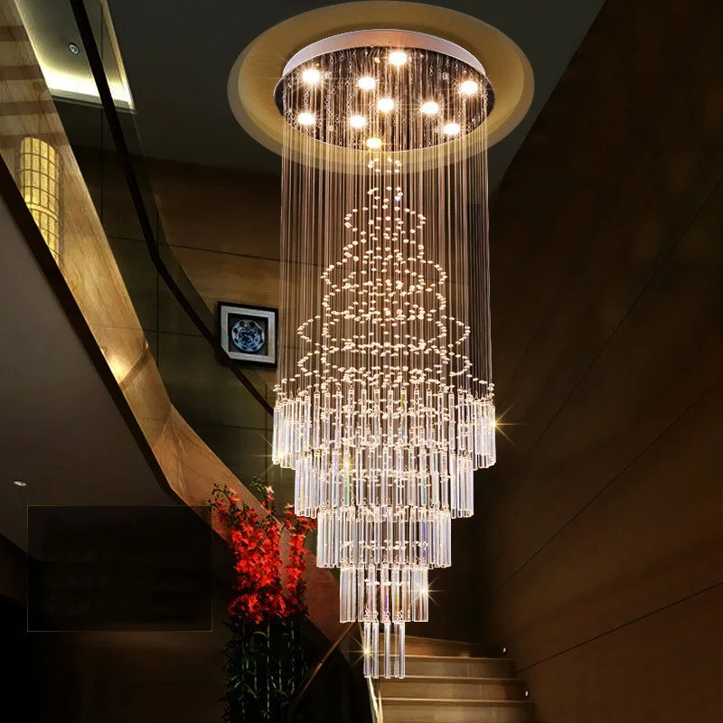 Modern LED Staircase Crystal Chandelier