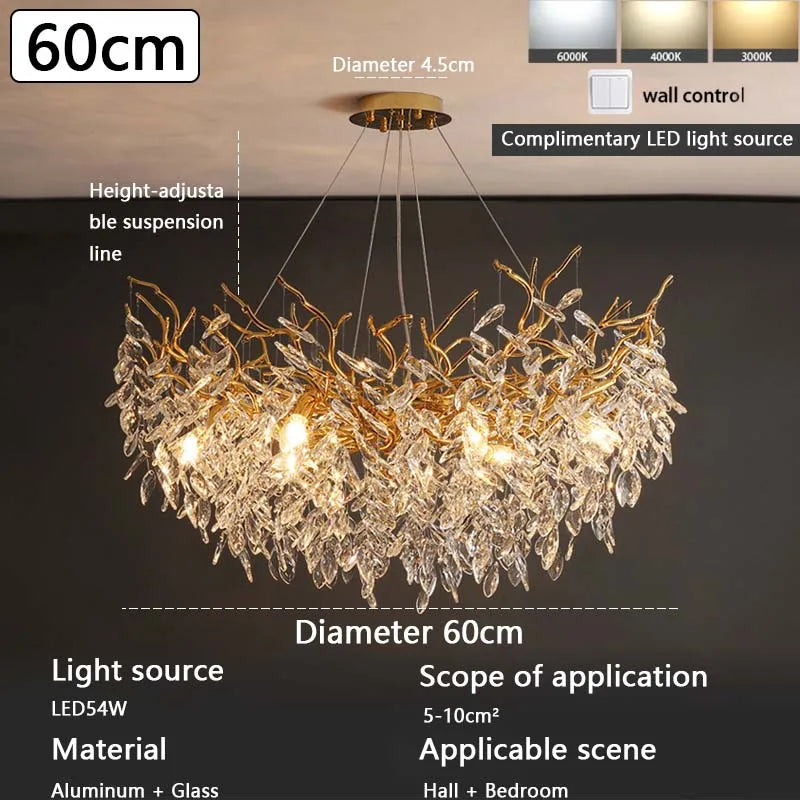 French modern tree branch crystal chandelier