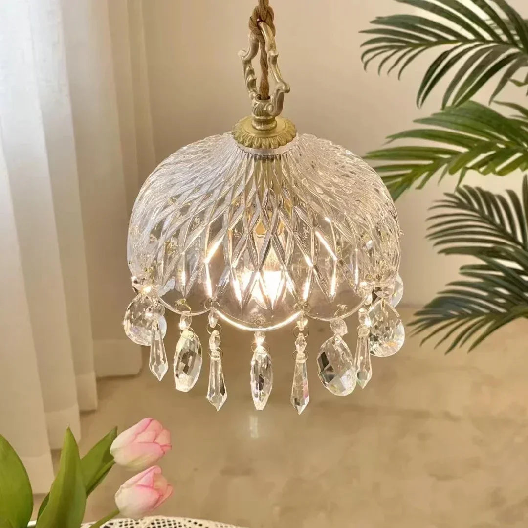 French Retro Glass Hanging Light  Chandelier