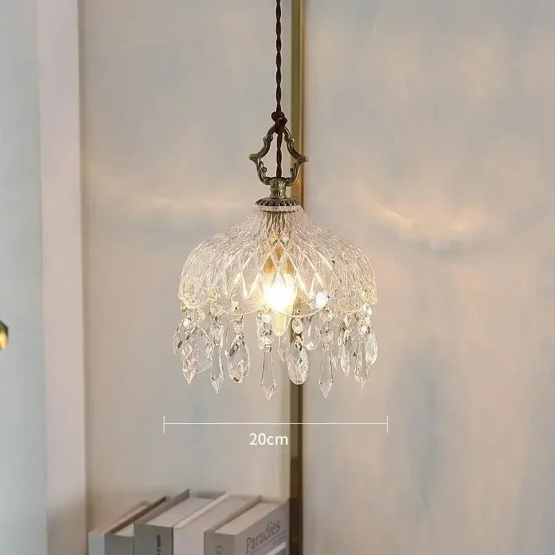 French Retro Glass Hanging Light  Chandelier