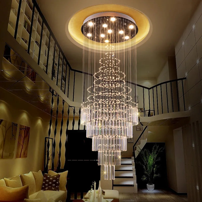 Modern LED Staircase Crystal Chandelier