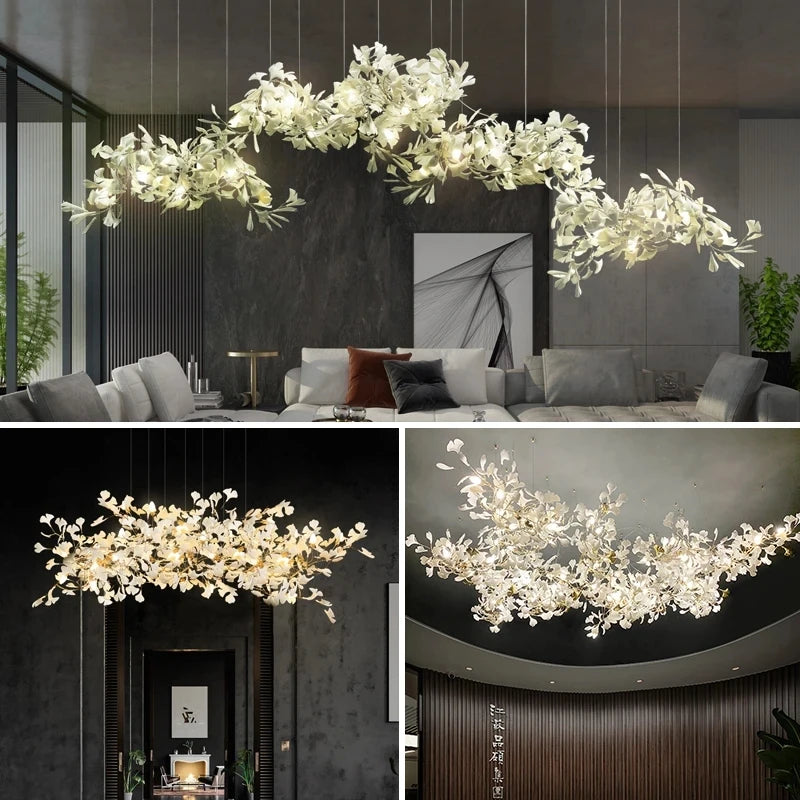 Nordic Ginkgo Leaf Hanging Chandelier